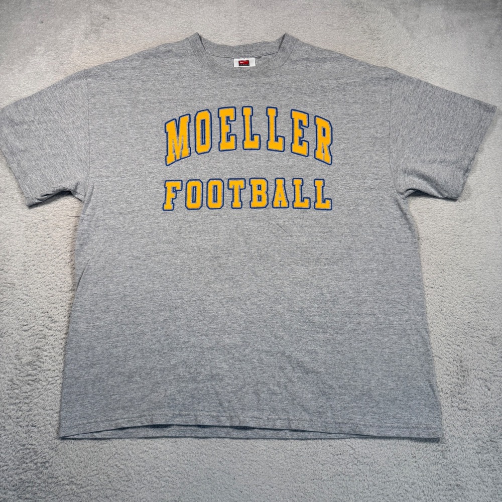 Vintage Y2K Nike T-Shirt Mens L Gray Moeller Football High School Tee Cincinnati